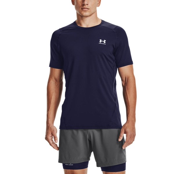 Camisetas Training Hombre Under Armour HeatGear Knit Camiseta  Midnight Navy/White 13616830410