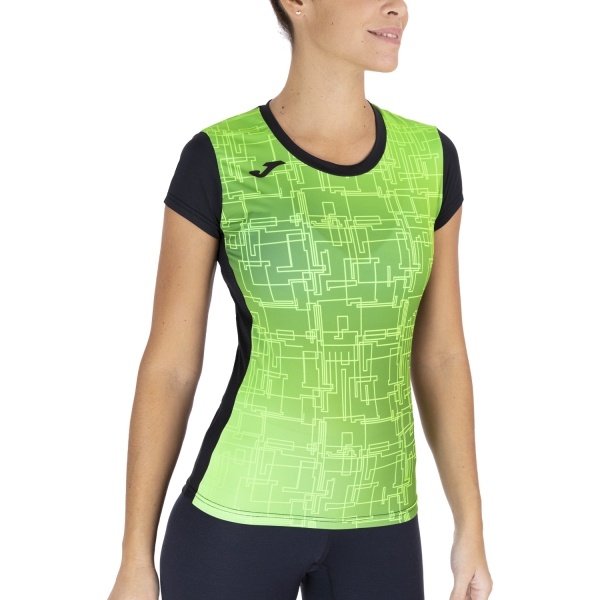 Women's Running T-Shirts Joma Elite VIII TShirt  Black/Fluor Green 901255.117