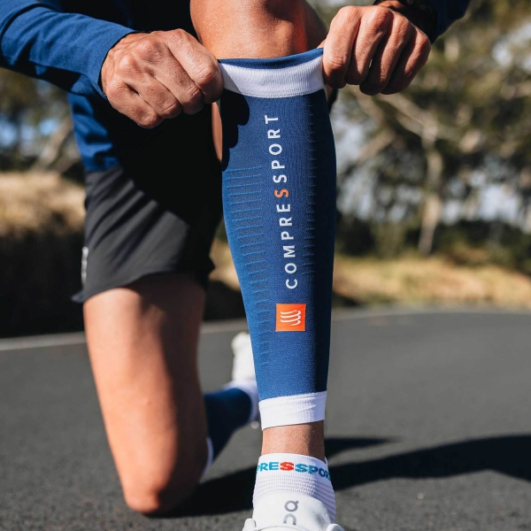 Compressport R2 3.0 Compression Calf Sleeves - Estate Blue/White