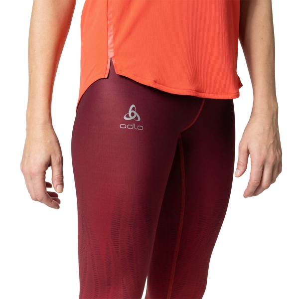 Odlo Zeroweight Print Logo Tights - American Beauty