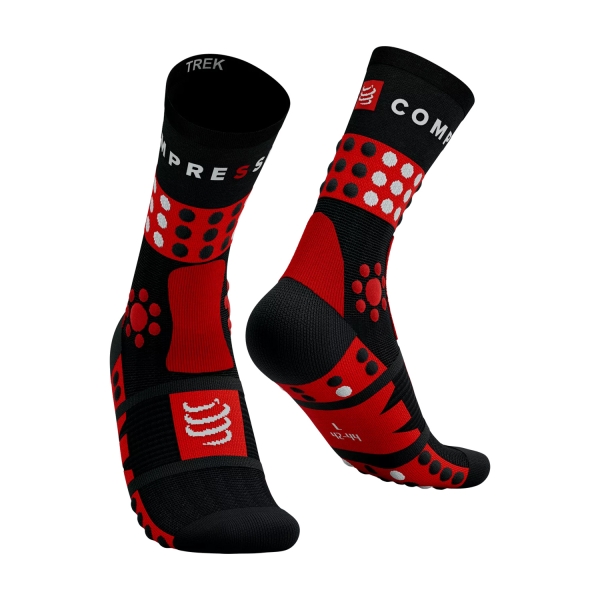 Calze Compressport Trekking Socks  Black/Red/White SCRU2009017