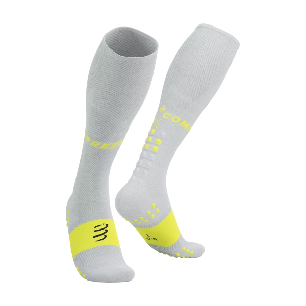 Calze Compressport Full Oxygen Calze  White/Safe Yellow SU00050B7017