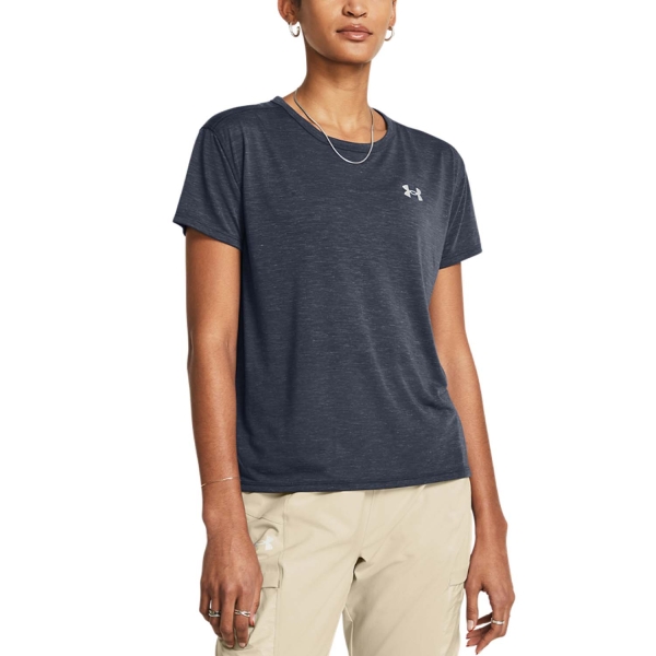 Women's Short Sleeve Shirts Trail Running Under Armour Launch TShirt  Downpour Gray/Reflective 13833610044