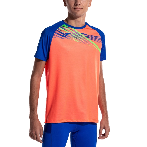 Maglietta Running Uomo Joma Elite X TShirt  Fluor Coral/Royal 103101.047