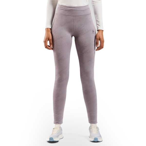 Women's Running Tights Odlo Zeroweight Print Pro Tights  Gray Ridge 32353121092