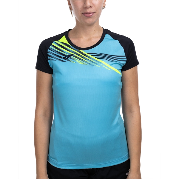 Women's Running T-Shirts Joma Elite X TShirt  Fluor Turquoise/Black 901811.011