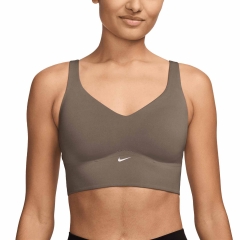 Nike Alate Logo Sports Bra - Mink Brown/White