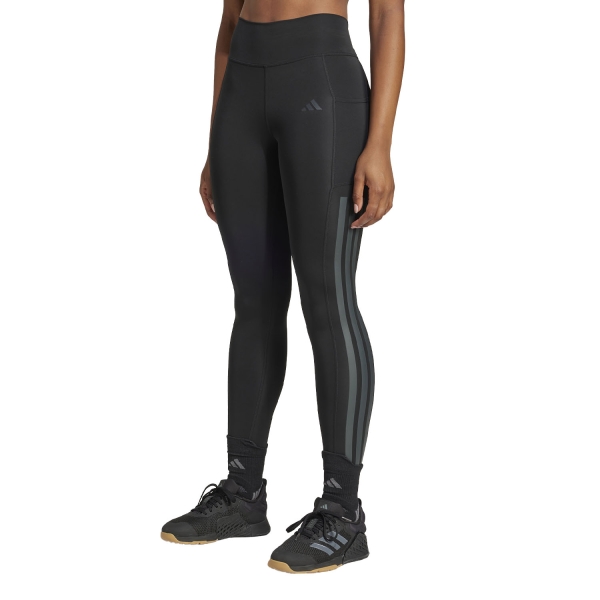 Pants e Tights Fitness e Training Donna adidas Optime 3 Stripes Tights  Black JI8762