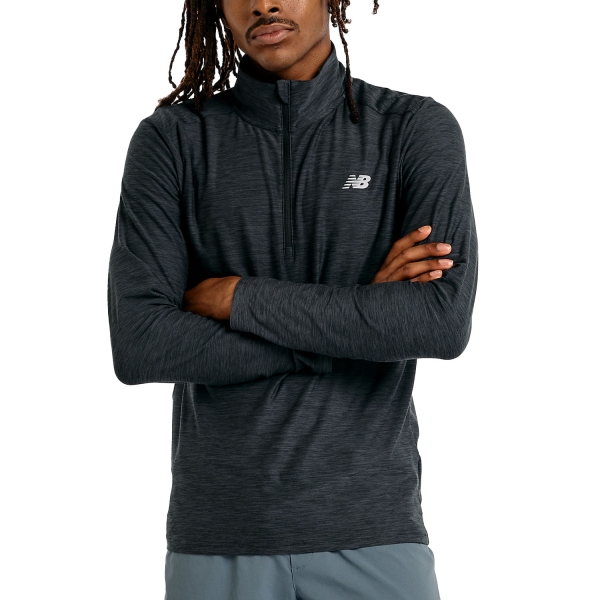 Men's Running Shirt New Balance Space Dye Shirt  Black Heather MT41915BKH