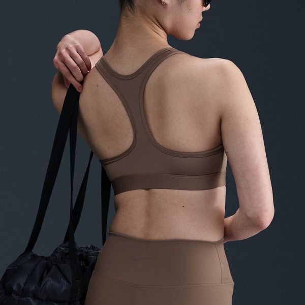 Nike Swoosh Light Sports Bra - Mink Brown/White