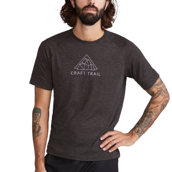 Men's  Short Sleeve Trail Running Shirts Craft ADV TR TShirt  Black/Melange 1913721BLKML