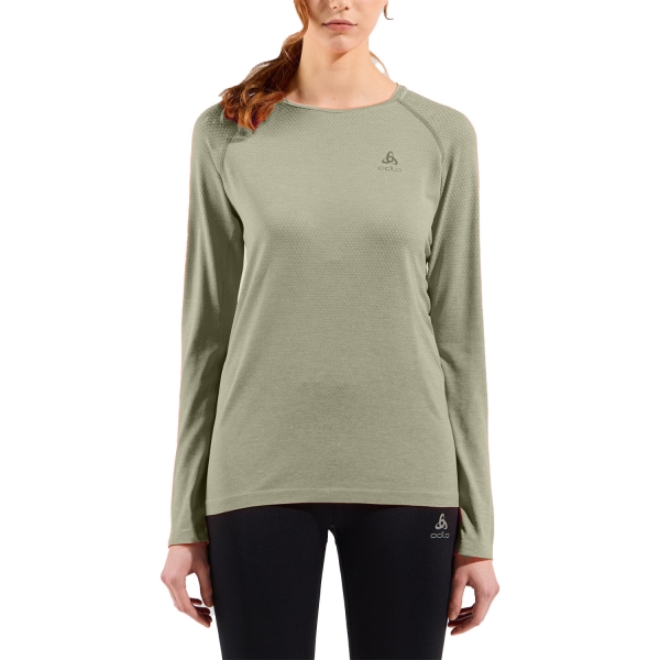 Women's Running Shirt Odlo Essential Shirt  Vetiver/Melange 31393140457