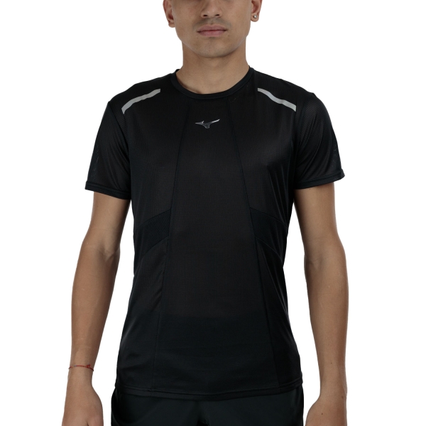 Men's Running T-Shirt Mizuno Dryaeroflow Logo TShirt  Black J2GAC00409