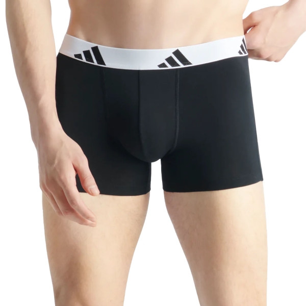 Men's Briefs and Boxers Underwear adidas Active Flex Logo x 3 Boxer  Black/White 4AM002006