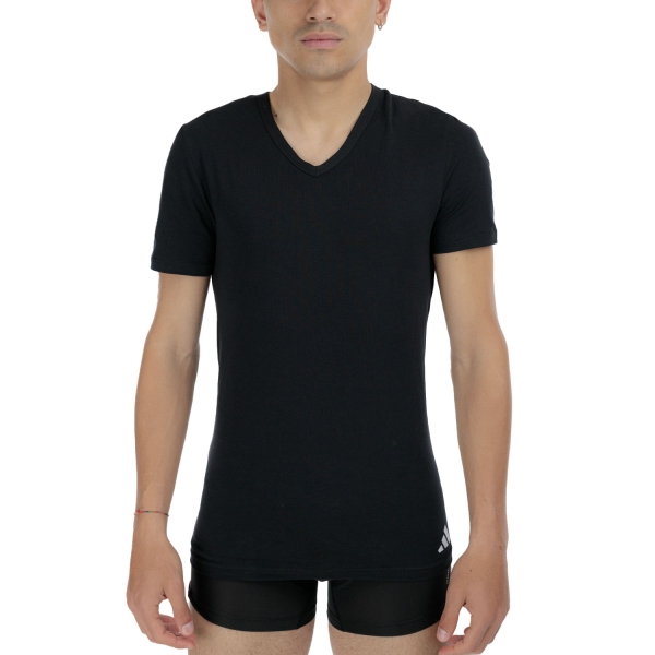 Men's T-Shirt and Tank Underwear adidas Active Flex Logo x 2 TShirt  Black 4AM017000