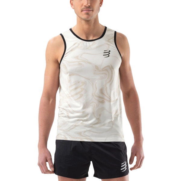 Men's Running Tank Compressport Performance Tank  Sugar/Camo Print ATSM7430051