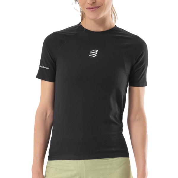 Women's Short Sleeve Shirts Trail Running Compressport Performance TShirt  Black ATSW3649000