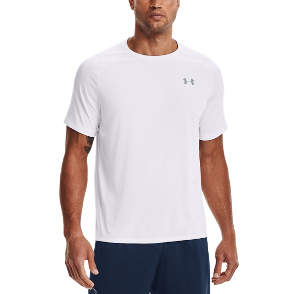 Men's Running T-Shirt Under Armour Tech 2.0 TShirt  White/Overcast Grey 13264130100