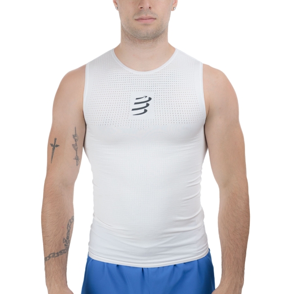 Men's Running Tank Compressport ON/OFF Tank  White ATSM4350001