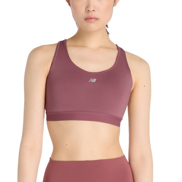 Women's Sports Bra New Balance Essential Run Sports Bra  Washed Burgundy WB51032WAD