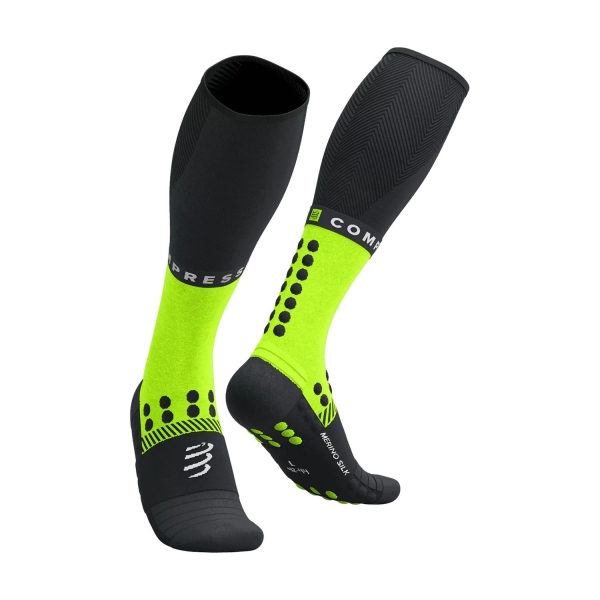 Socks Compressport Full Winter Socks  Black/Safe Yellow CFSU3109036