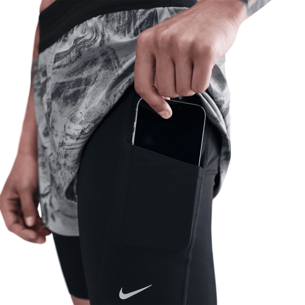 Nike Swift Logo 2 in 1 2in Shorts - Thunder Grey/Dark Smoke Grey/Black
