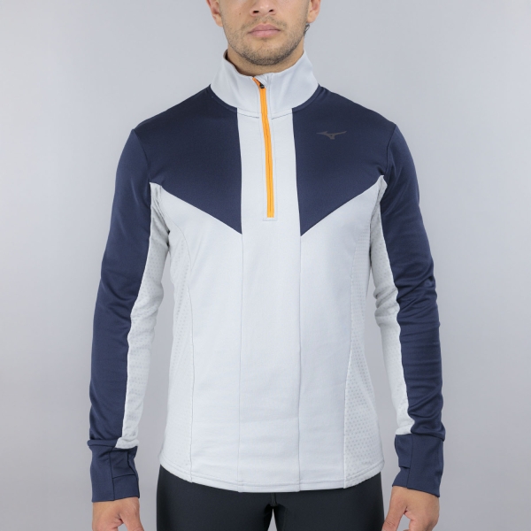 Men's Running Shirt Mizuno Active Warmalite Shirt  Vapor Silver J2GCC50505