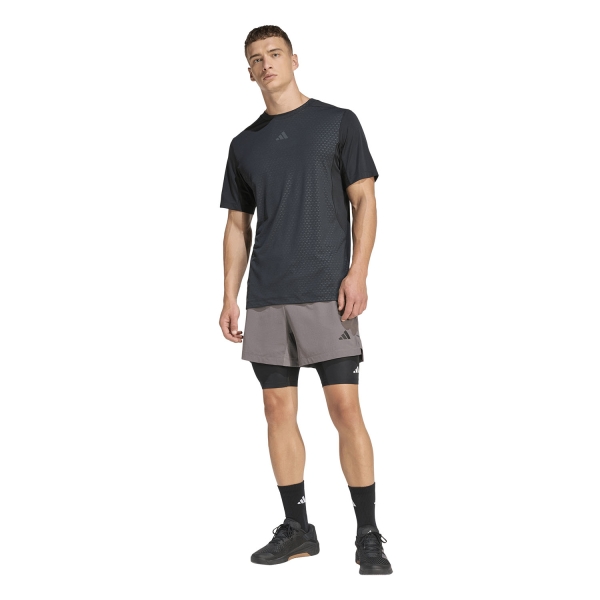 adidas D4T Power 3 Stripes 5in Shorts - Charcoal