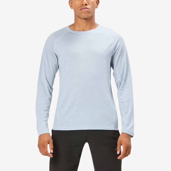 Men's Long Sleeve Trail Running NNormal Merino Shirt  Blue N2CMML1002