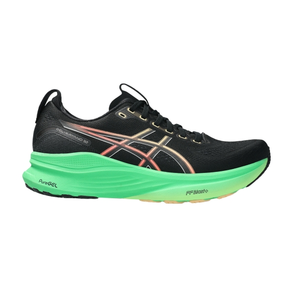 Men's Structured Running Shoes ASICS Gel Kayano 32  Black/Vital Green 1011C052004