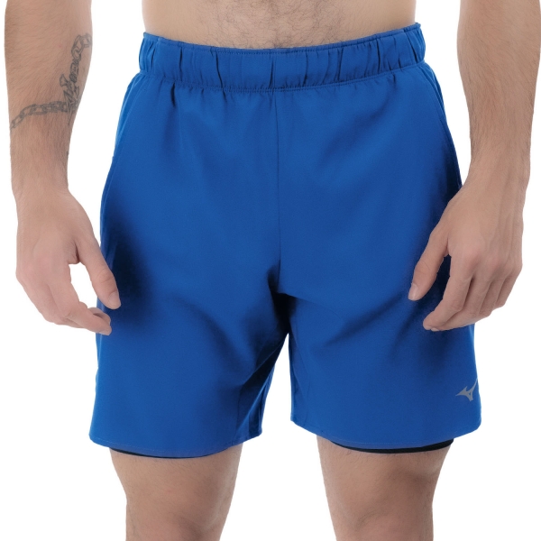 Men's Running Shorts Mizuno Core Logo 2 in 1 7.5in Shorts  Princess Blue J2GBC50718