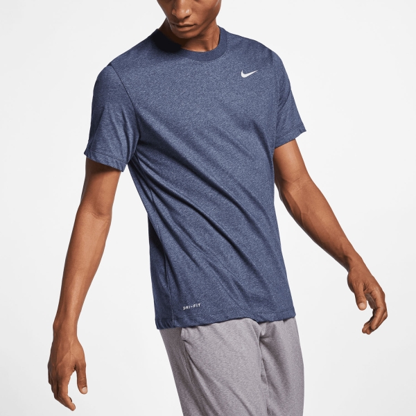 Men's Training T-Shirt Nike DriFIT Swoosh Logo TShirt  Obsidian Heather/Matte Silver AR6029473