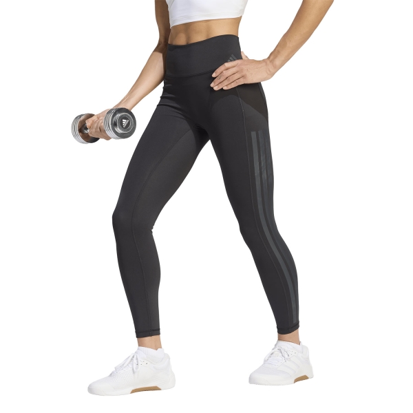 Women's Fitness & Training Pants and Tights adidas Optime 3 Stripes 7/8 Tights  Black JZ1060