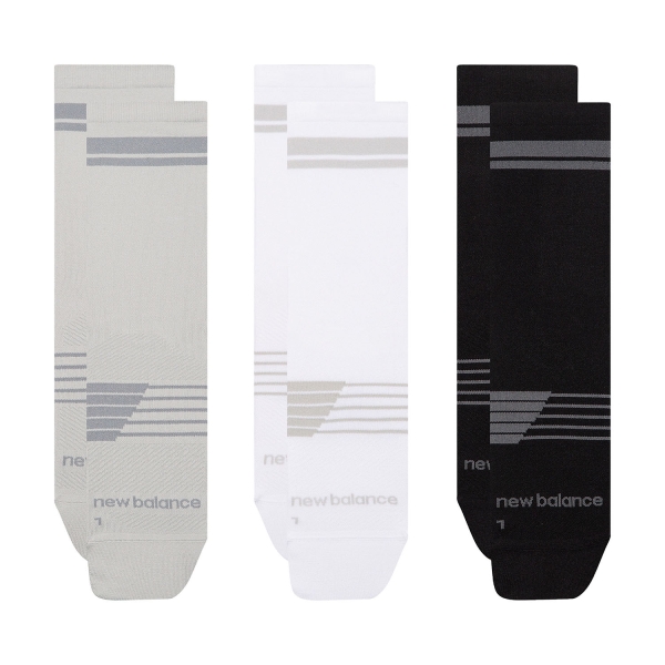 New Balance Pro Run Crew x 3 Socks - Black/White