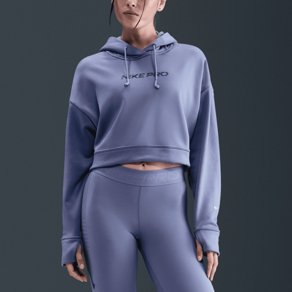 Maglia e Felpa Fitness e Training Donna Nike Pro ThermaFIT Hoodie  World Indigo/White HV3600499