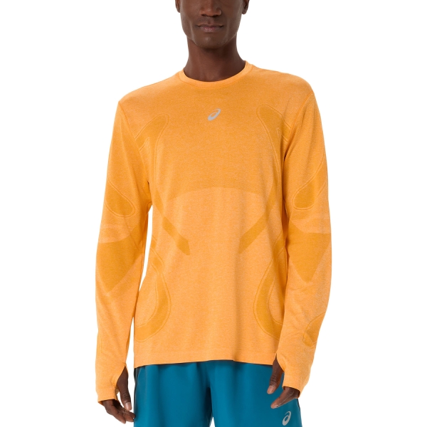 Men's Running Shirt ASICS Road Seamless Shirt  Yamabuki 2011D356800