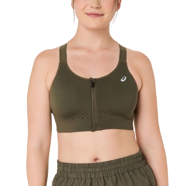 Women's Sports Bra ASICS Road Combination Sports Bra  Dark Olive 2012D369300