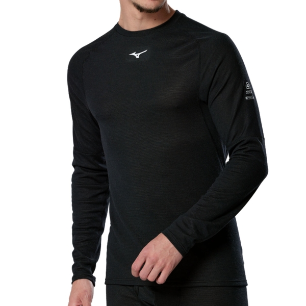 Men's Shirt Underwear Mizuno Premium Merino Crew Shirt  Black A2GAC68109