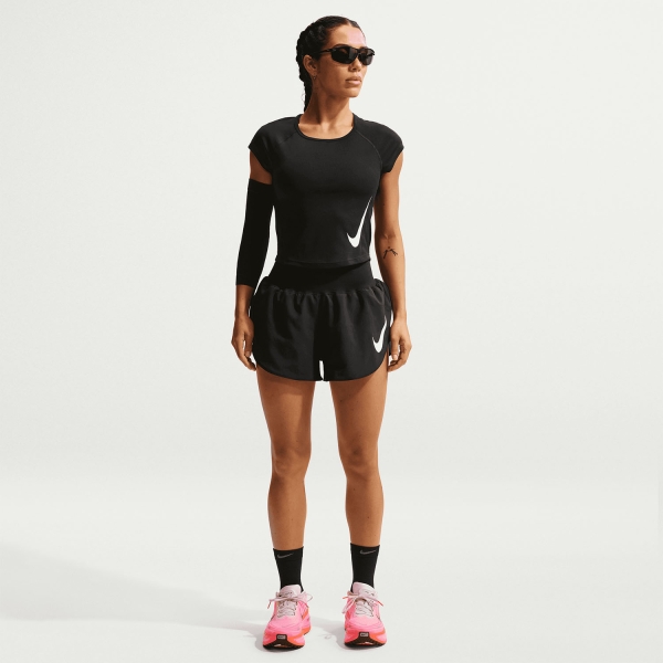 Nike Tempo Flow Swoosh 3in Shorts - Black/Reflective Silver/White