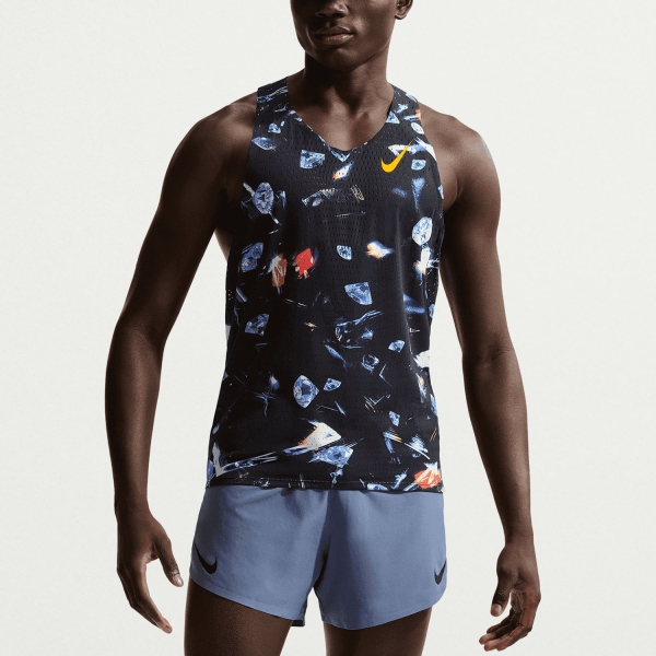 Men's Running Tank Nike AeroSwift AOP Tank  Black/Laser Orange IF2072010