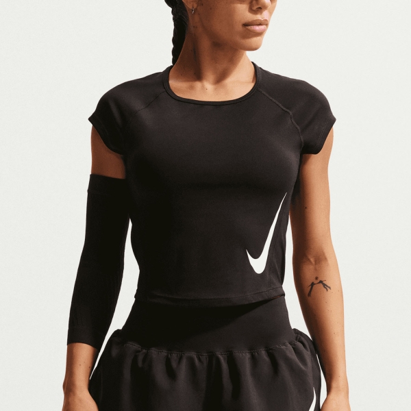 Women's Running T-Shirts Nike Tempo Swoosh DriFIT TShirt  Black/White/Reflective Silver IF4998010
