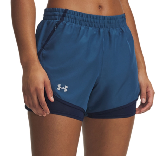 Pantaloncini Running Donna Under Armour Fly By 2 in 1 4in Pantaloncini  Wham Blue 13824400498