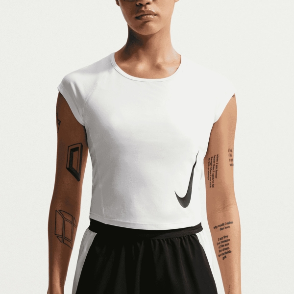 Women's Running T-Shirts Nike Tempo Swoosh DriFIT TShirt  White/Photon Dust/Reflective Silver/Black IF4998100