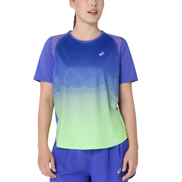 Women's Running T-Shirts ASICS Road Fade TShirt  Cobalt Burst/Illuminate Green 2012D420400