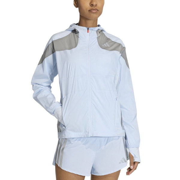 Women's Running Jacket adidas ADIZERO Ekiden Jacket  Crystal Sky/Silver Metallic KB1517