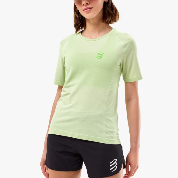 Women's Running T-Shirts Compressport Performance Printed TShirt  Lime ATSW4936059