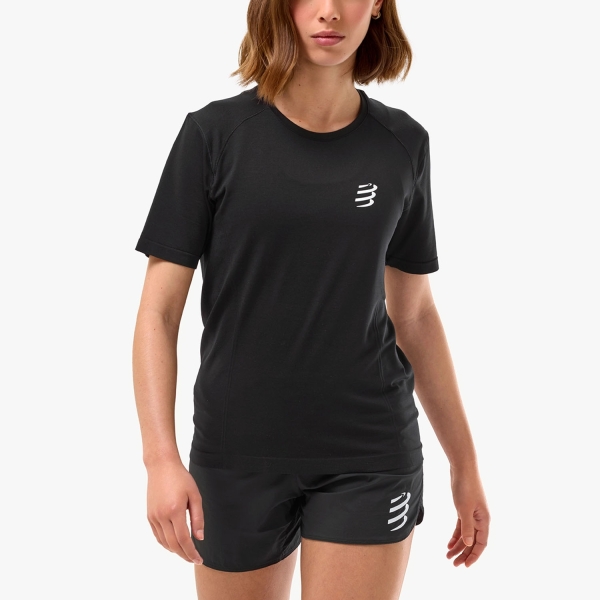 Women's Running T-Shirts Compressport Performance Printed TShirt  Black ATSW493910