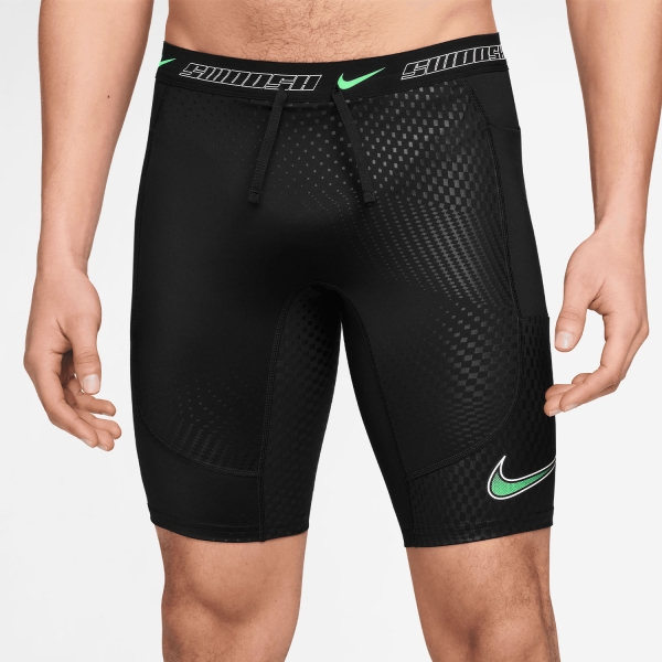 Men's Running Shorts Nike Stride Unstoppable 10in Shorts  Black/Illusion Green/White/Reflective Silver IO1423010
