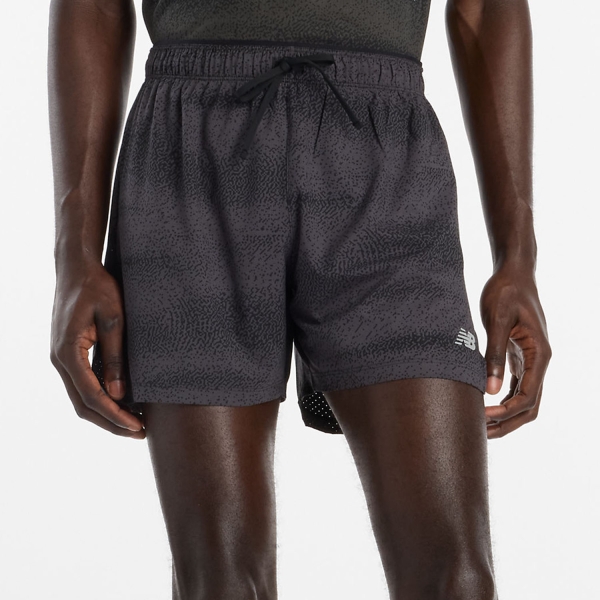 Men's Running Shorts New Balance RC Printed 5in Shorts  Black/Grey MS43285BGR