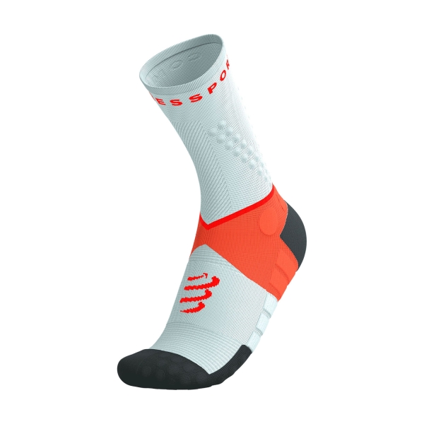 Socks Compressport Ultra Trail V2.0 Socks  Gray Violet/Tigerlily SQTU3551085
